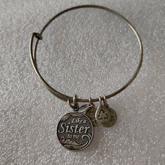 Alex and Ani Jewelry - Alex and Ani Just Like a Sister Silver Charm Bracelet Bangle Expandable   403